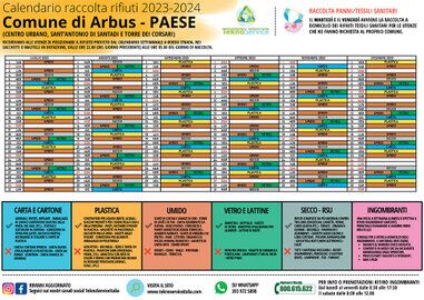 Raccolta differenziata - calendari in distribuzione - Comune di Guspini